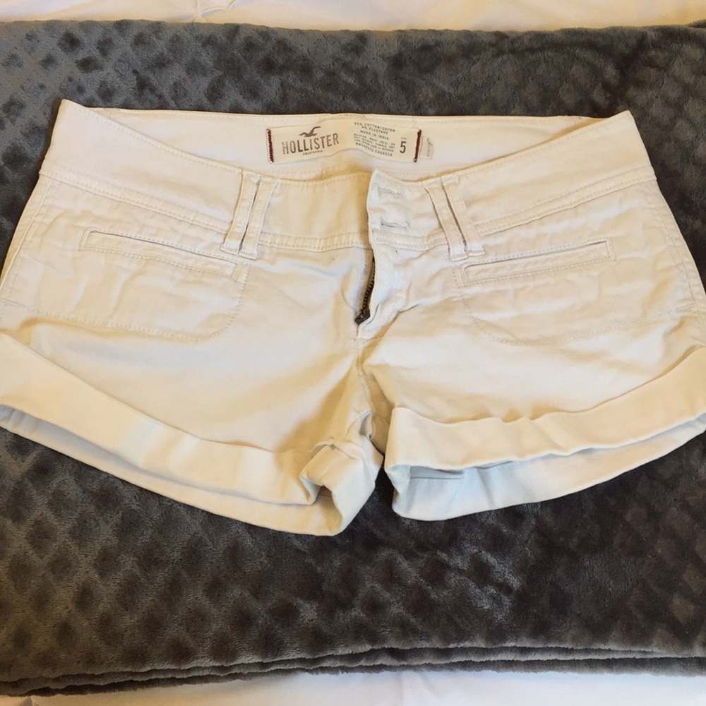 Hollister White Cuffed Shorts